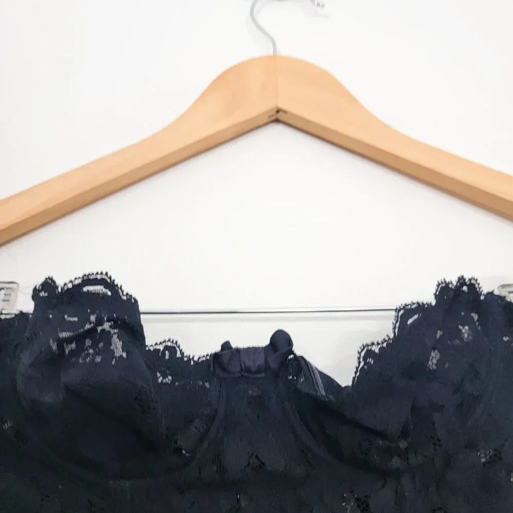 Vintage 90s La Perla Black Lace Bow Bustier Corset Top XS - Picture 2 of 7